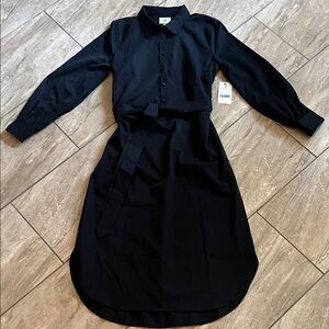 Tuckernuck Black Long-Sleeve Shirt Dress with Tie Belt